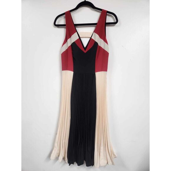 Anthropologie Maeve Pleated Colorblock Midi Dress Size 4 B34 - Picture 5 of 9